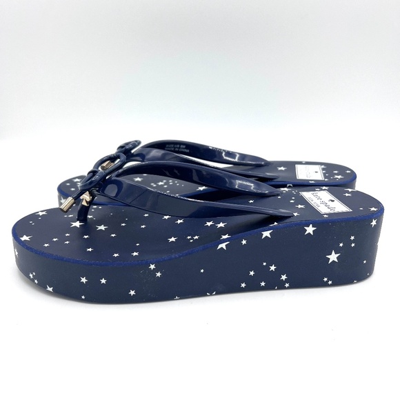 NEW Kate Spade New York Stars Navy LK210 Platform Wedge Sandals Size 8 - Picture 8 of 12